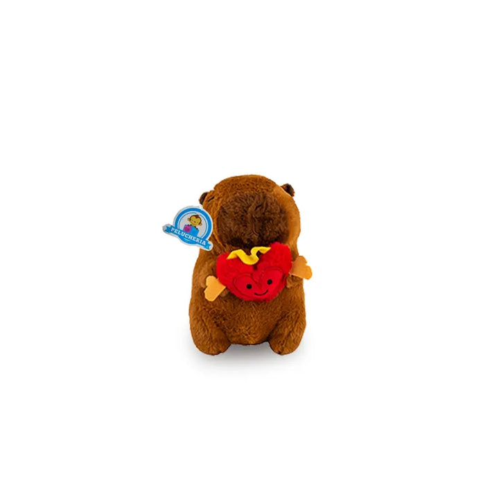 Set de 12 piezas Capibara de peluche con corazón 21 cm