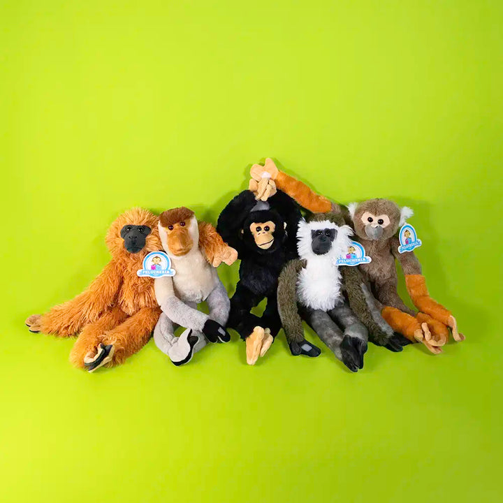 Changos de peluche, color cafe, negro, gris y blanco. Peluches novedosos para decorar, revender y regalar. Changuitos de peluche