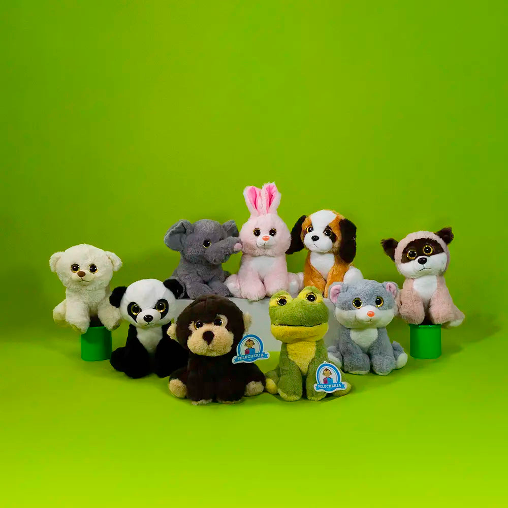 Set de 9 piezas Zoológico de peluche animales de 25 cm