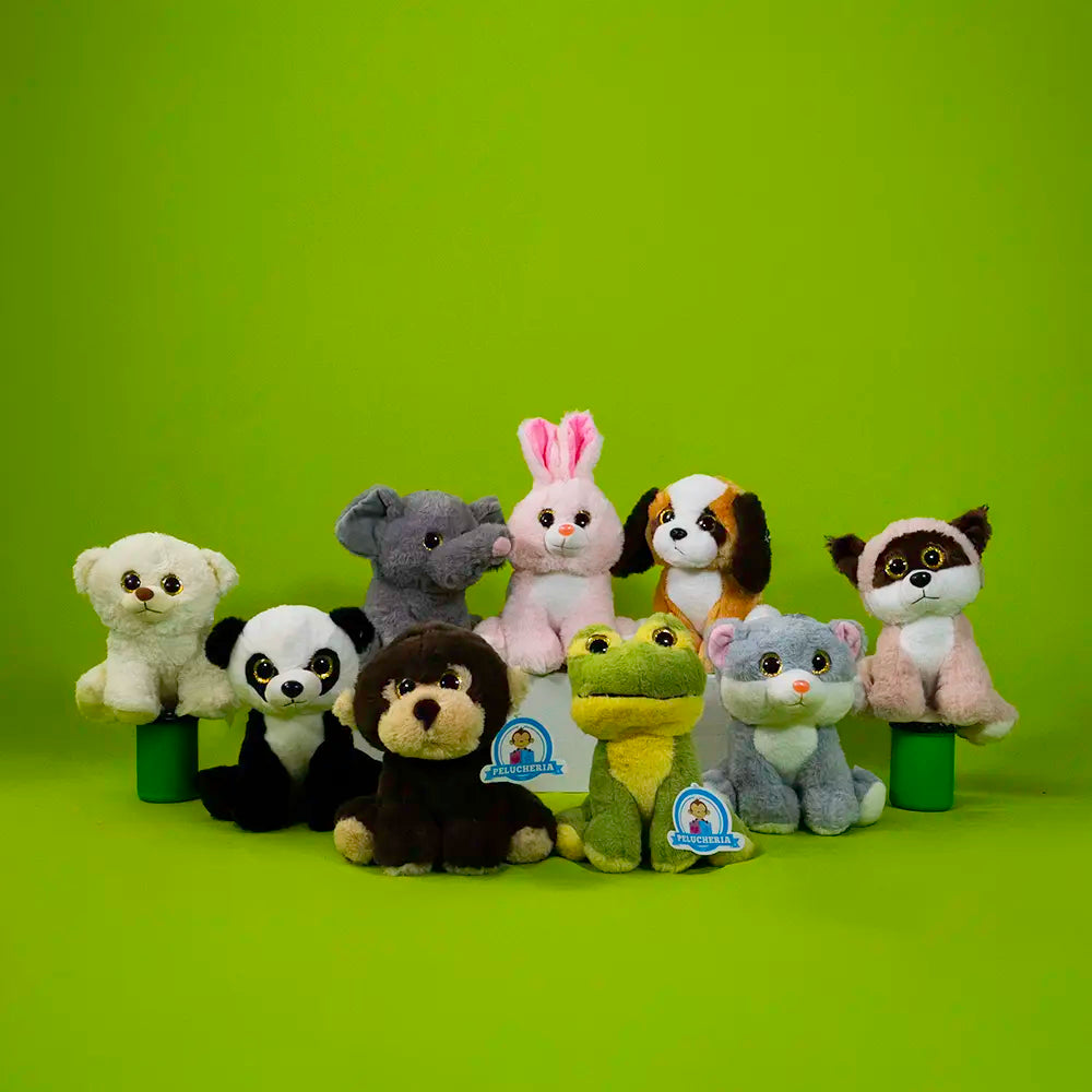 Set de 9 piezas Zoológico de peluche animales de 25 cm