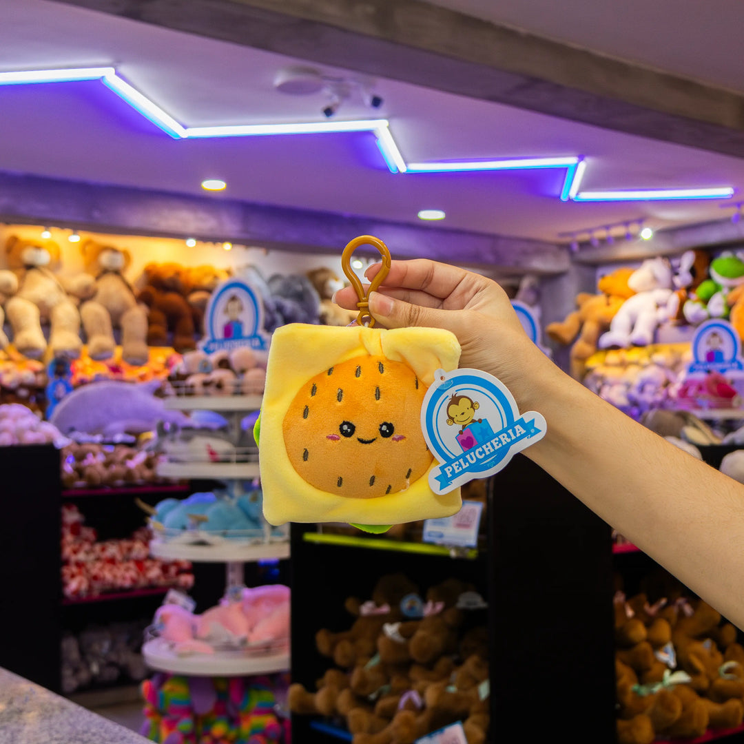 Hamburguesa de peluche, llaveros de peluche para coleccionar, regalar y decorar.