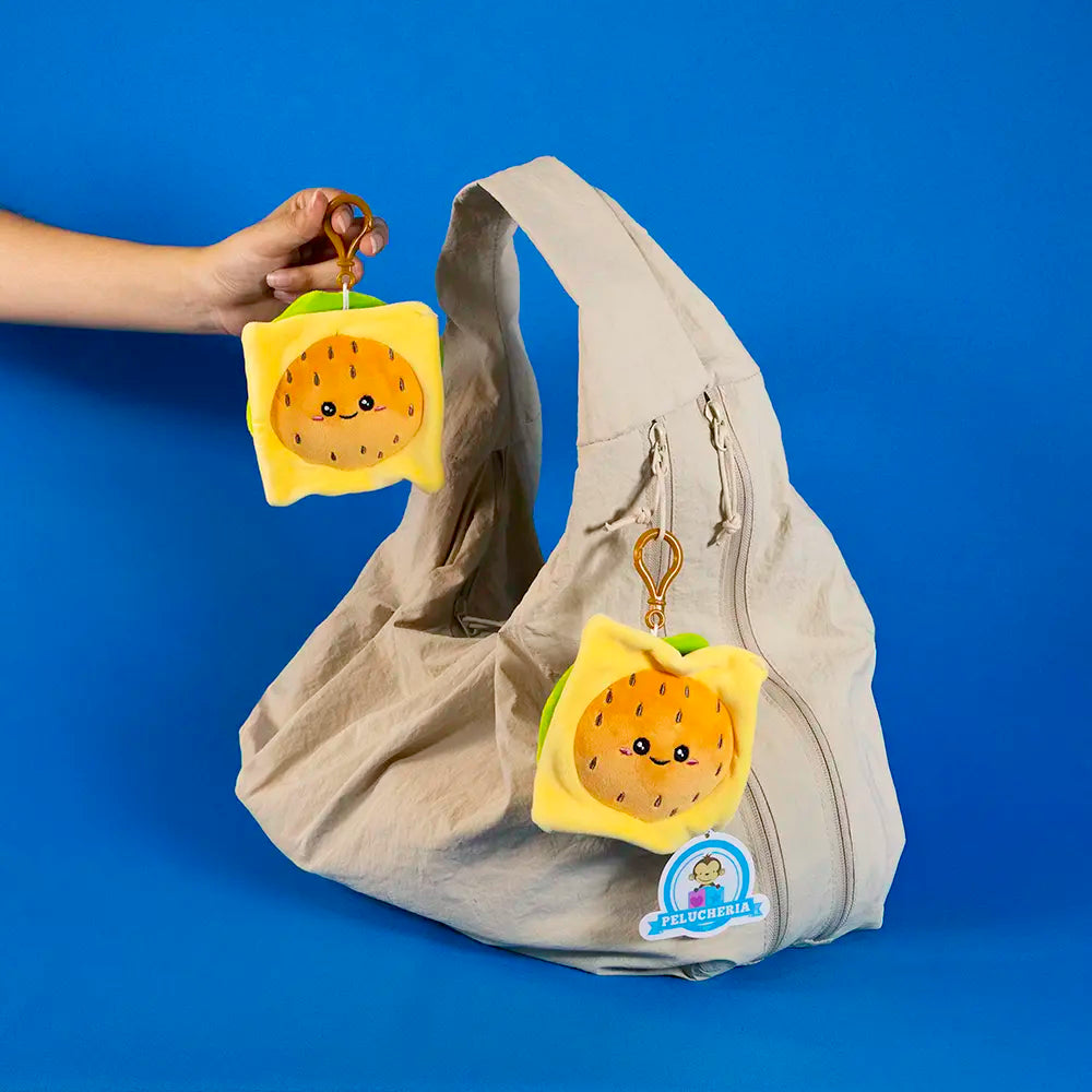 Hamburguesa de peluche, llaveros de peluche para coleccionar, regalar y decorar.