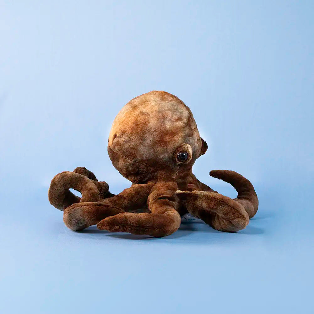 Pulpo de peluche color café, detalles reales. Peluches del mar, marinos 