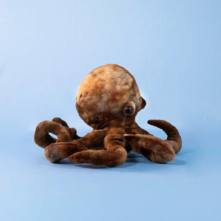 Pulpo de peluche color café, detalles reales. Peluches del mar, marinos 