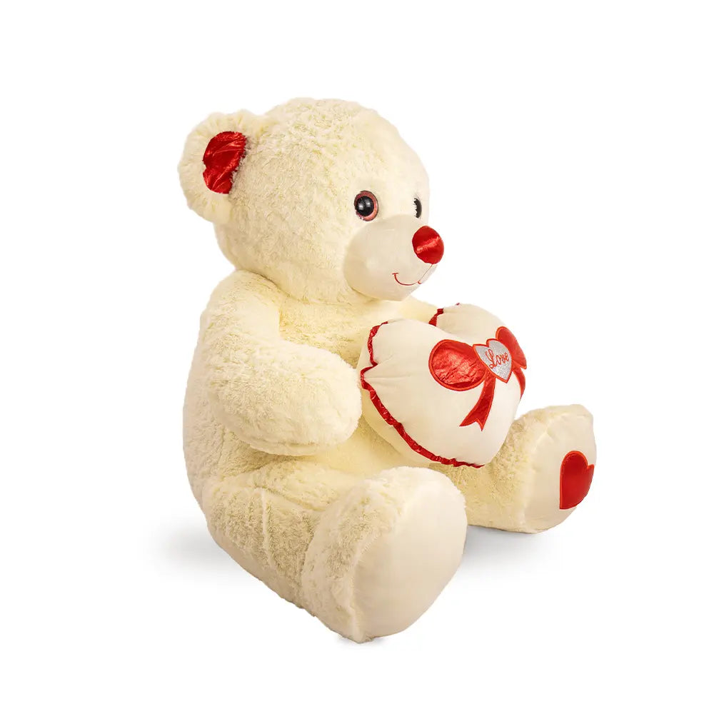 Oso de peluche Rechoncho Blanco Corazón Rojo 152 cm