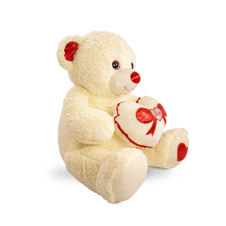 Oso de peluche Rechoncho Blanco Corazón Rojo 152 cm