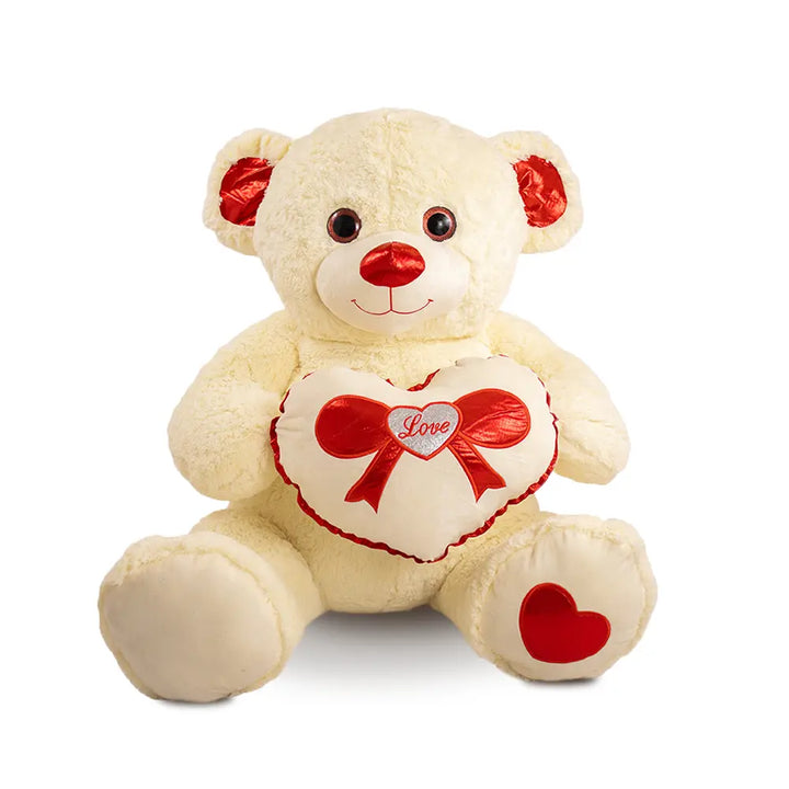 Oso de peluche Rechoncho Blanco Corazón Rojo 152 cm