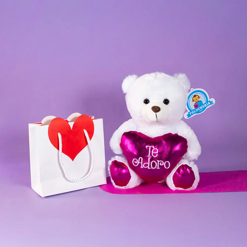 Set de 12 Piezas Osito Toby Blanco Te Adoro 23 cm