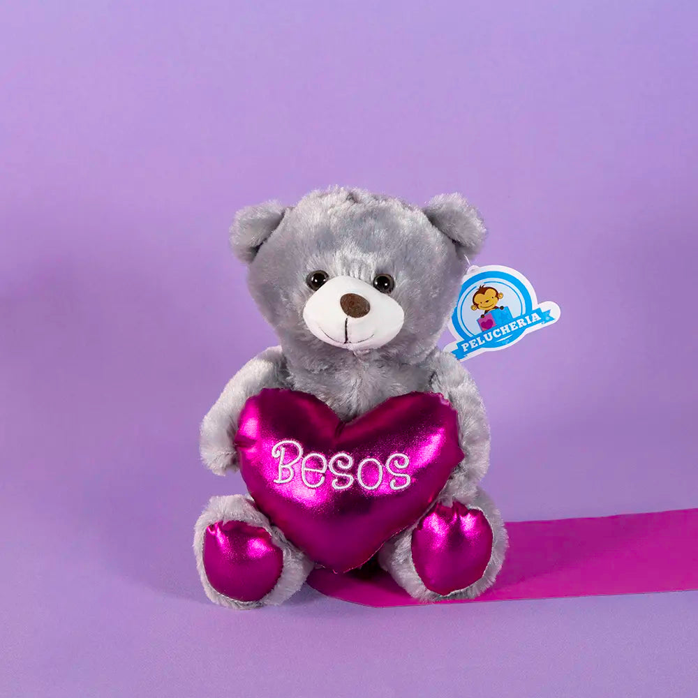 Set de 6 Piezas Osito de peluche Toby Gris Besos 23 cm