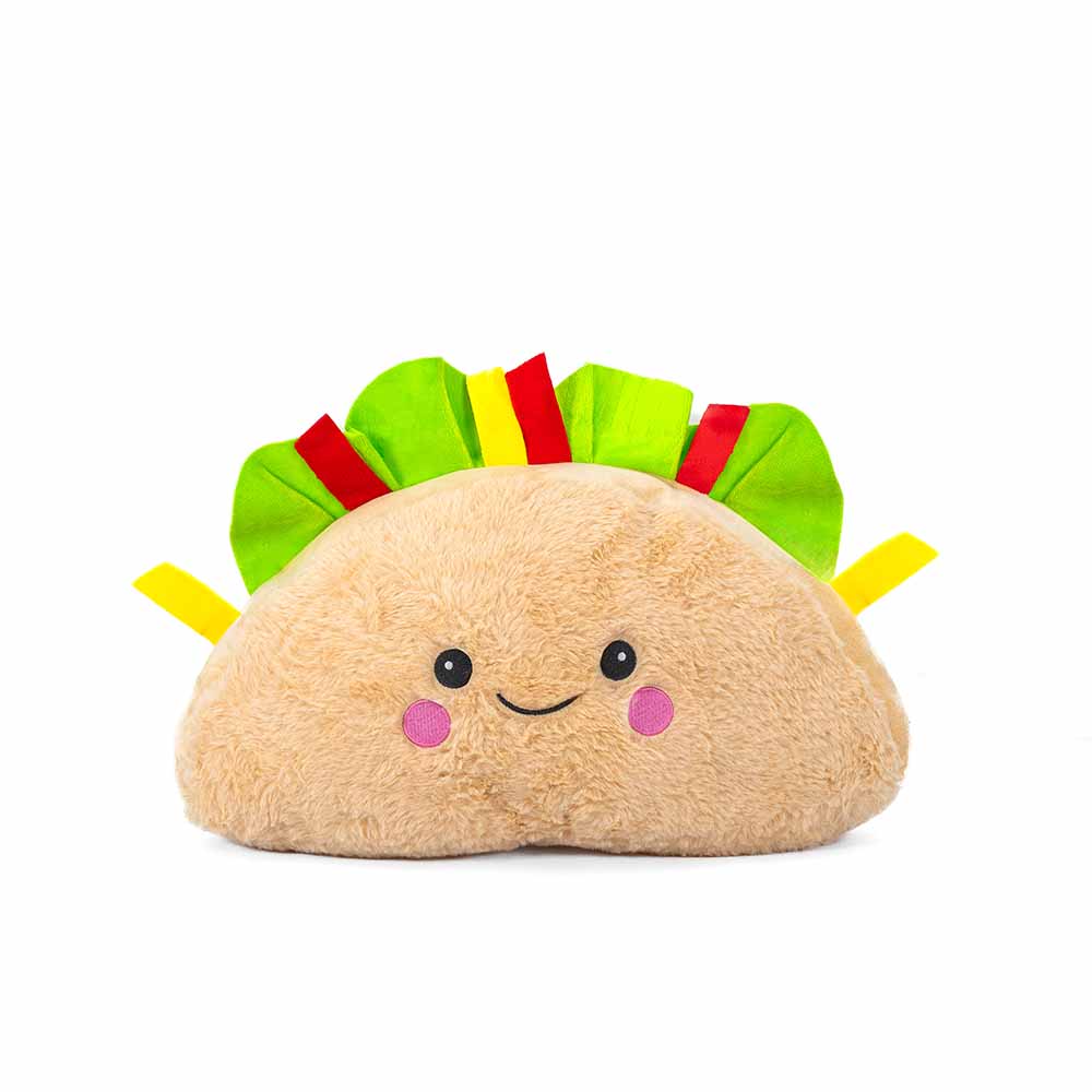 taco de peluche con carita feliz. comida de peluche para coleccionar, regalar o revender 