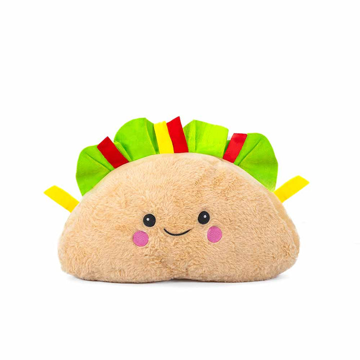 taco de peluche con carita feliz. comida de peluche para coleccionar, regalar o revender 