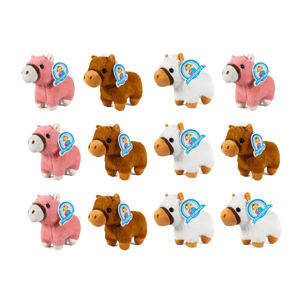 Set de 12 Piezas Caballo de peluche Kawaii 21 cm