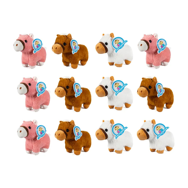 Caballos de peluche , color rosa, cafe y blanco. Peluches de caballo para maquinas caza muñecas, decoración y reventa