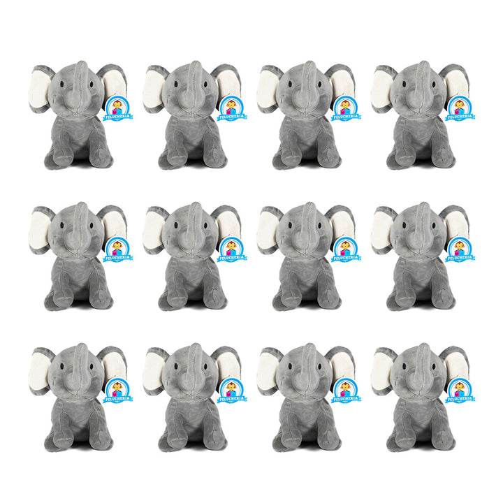 Set de 12 piezas Elefante de peluche gris 24 cm