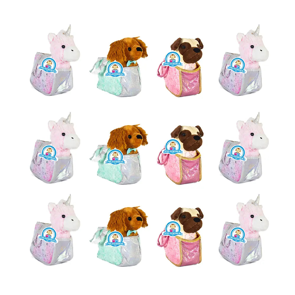 Set de 12 Piezas Animales de peluche Colección Baggies 23 cm