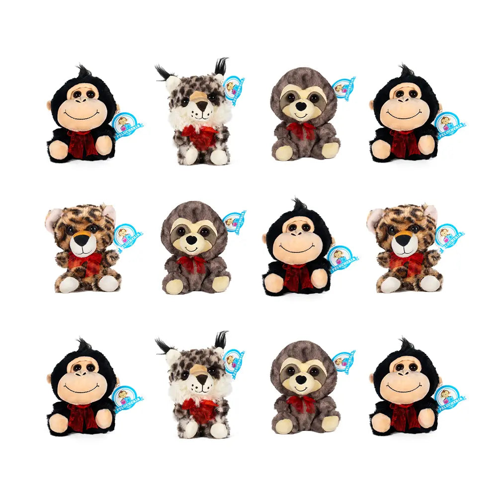 Set de 12 Piezas Animales de peluche Dimi Moñitos  18 cm