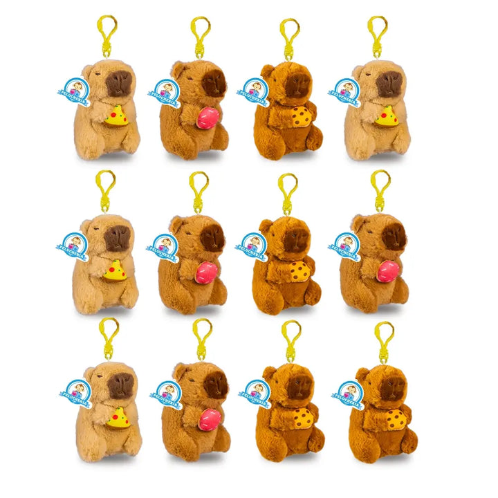 Set de 12 Piezas Llavero de peluche Capibara 10 cm