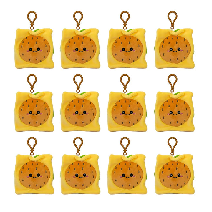 Set de 12 Piezas Llavero de peluche hamburguesa 10 cm