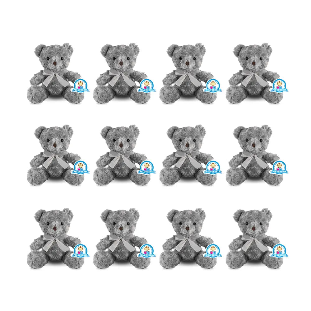 Set de 12 Piezas Oso de peluche Floral Gris 23 cm