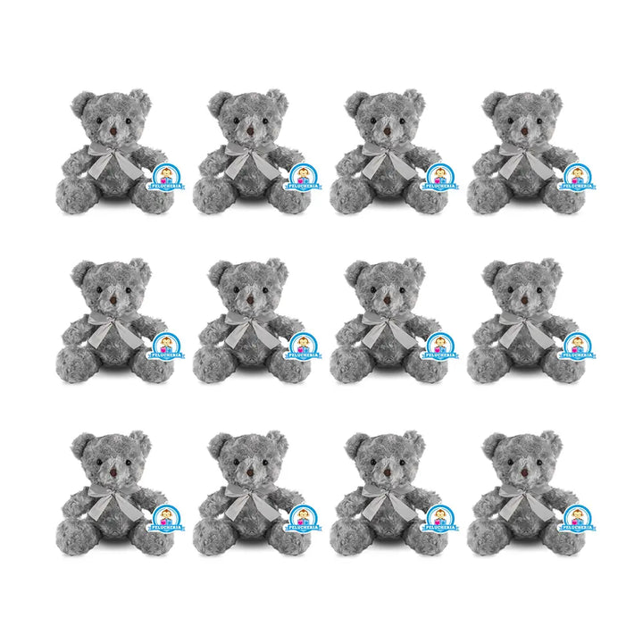 Set de 12 Piezas Oso de peluche Floral Gris 23 cm
