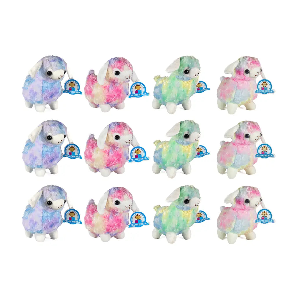 Set de 12 pzas Oveja de peluche multicolor 20 cm