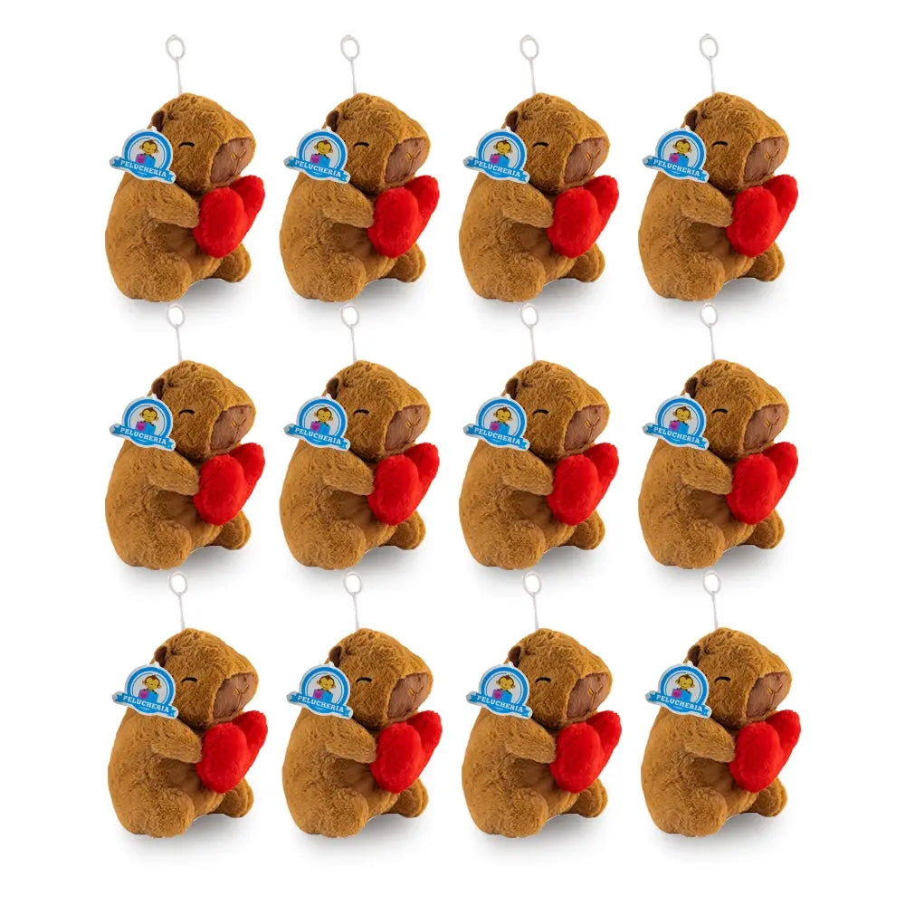 Set de 12 Piezas Capibara de peluche Love 22 cm