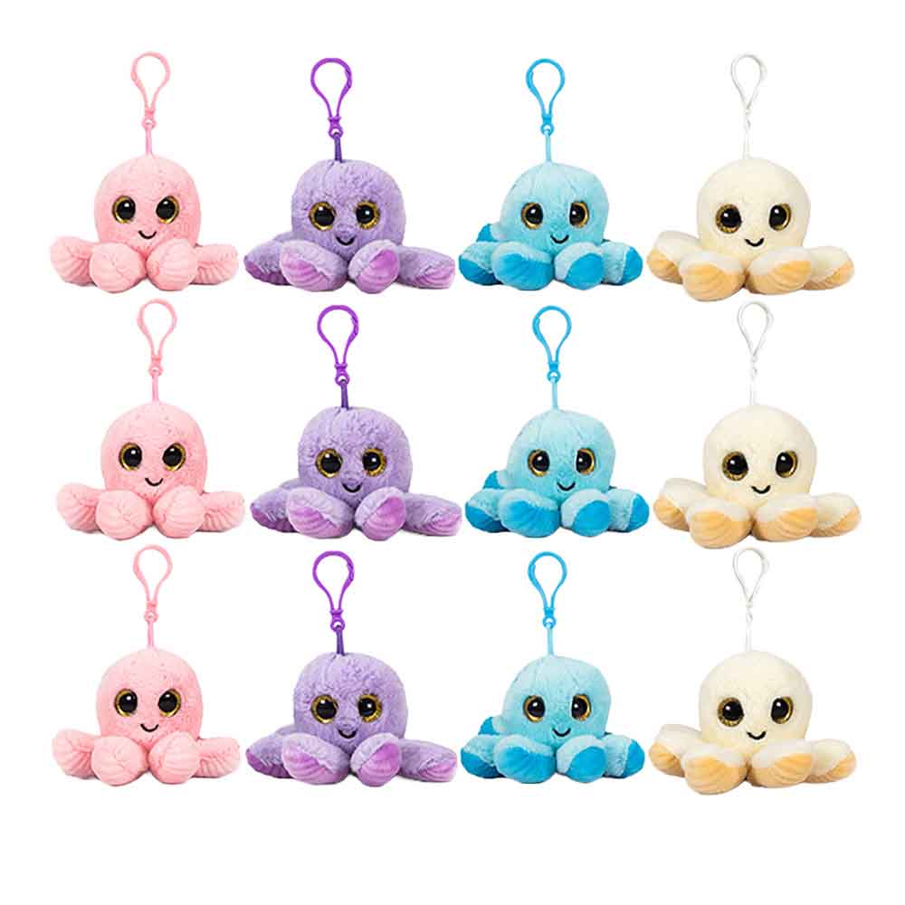 Set de 12 Piezas Llavero Pulpo de peluche 7 cm