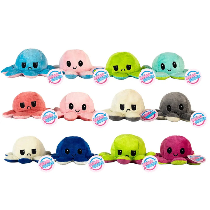 Set de 12 piezas pulpo de peluche reversible 20 cm