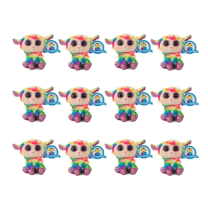 Set de 12 Piezas Borrego de peluche Tiedye Titi 15 cm