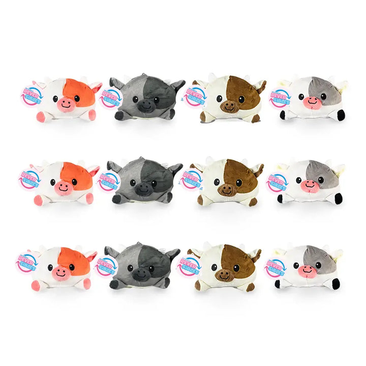 Set de 12 piezas vaca de peluche reversible 20 cm