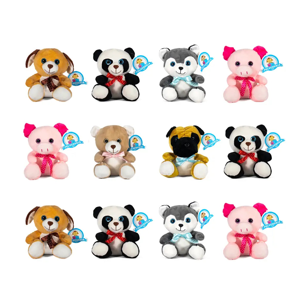 Set de 12 Piezas Animales de peluche Glitters 18 cm