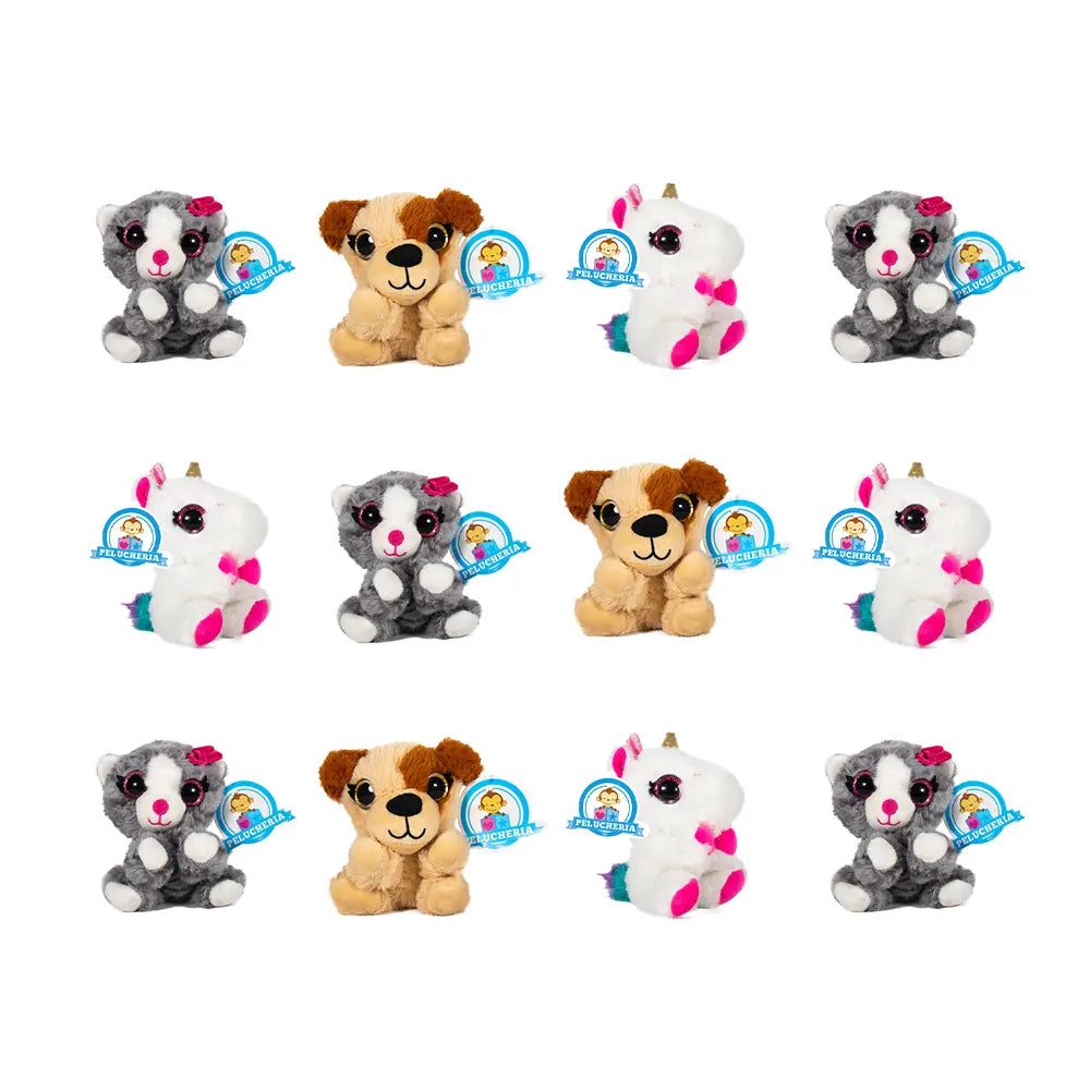 Set de 12 Piezas Animales de peluche Glitter Popsies 15 cm
