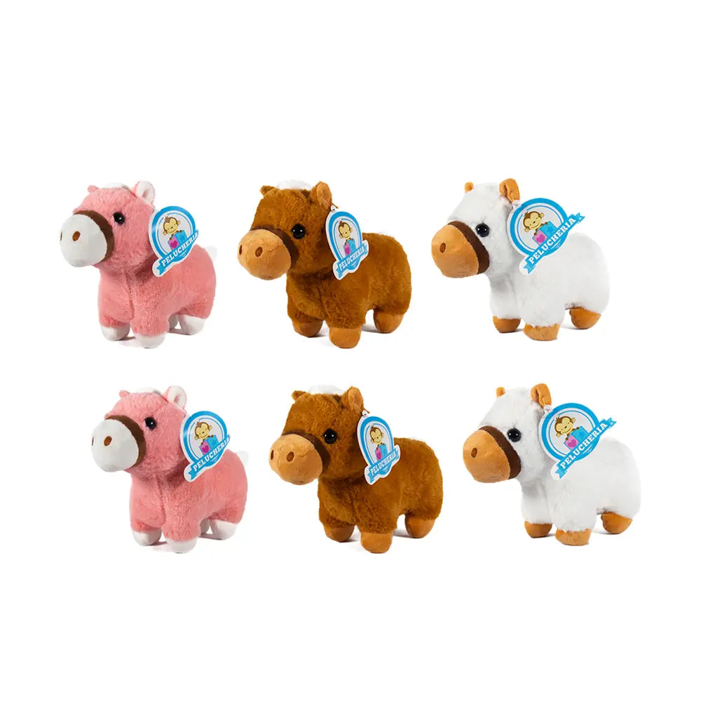 Set de 6 Piezas Caballo de peluche Kawaii 21 cm