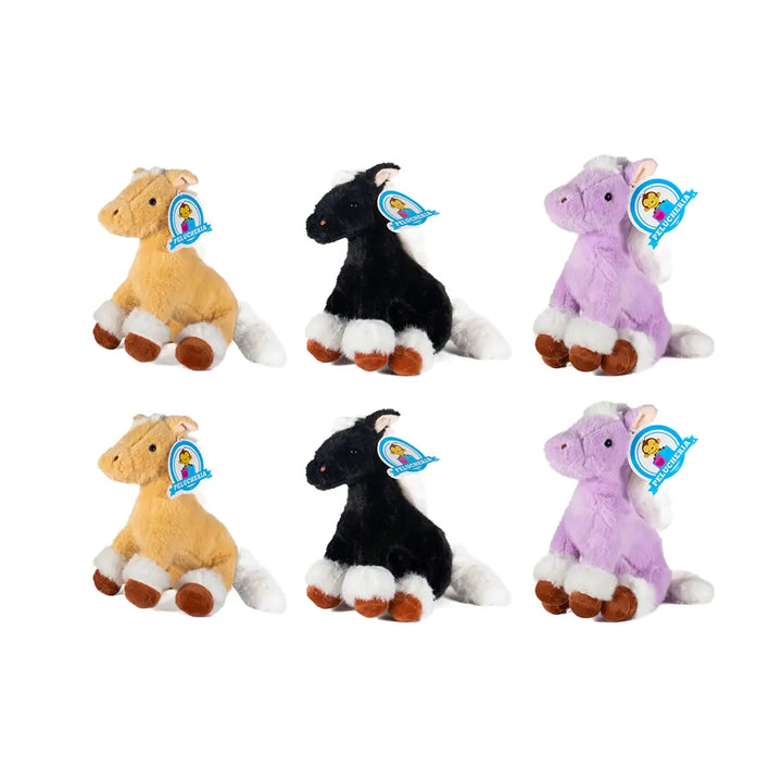 Caballos de peluche , color morado, cafe y negro. Peluches de caballo para maquinas caza muñecas, decoración y reventa