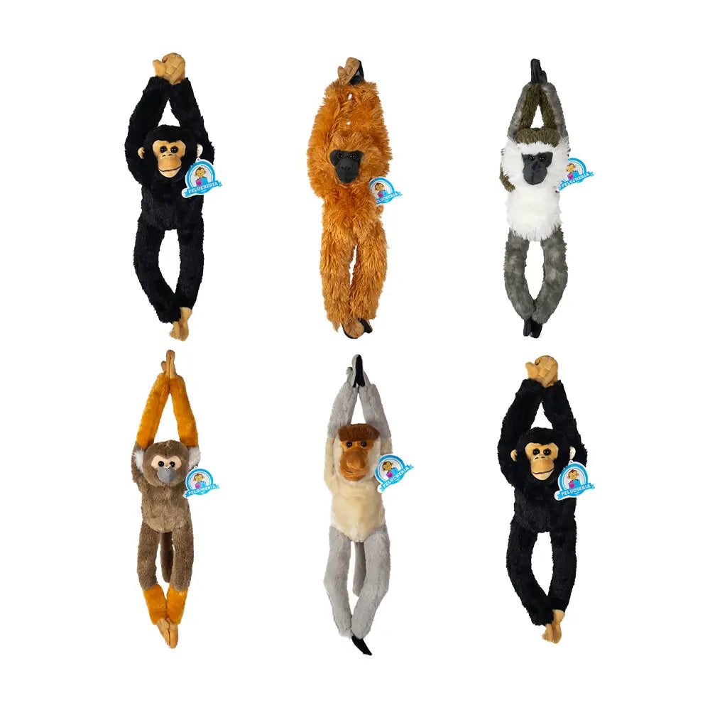 Set de 6 pzas Changos de peluche estirados 45 cm