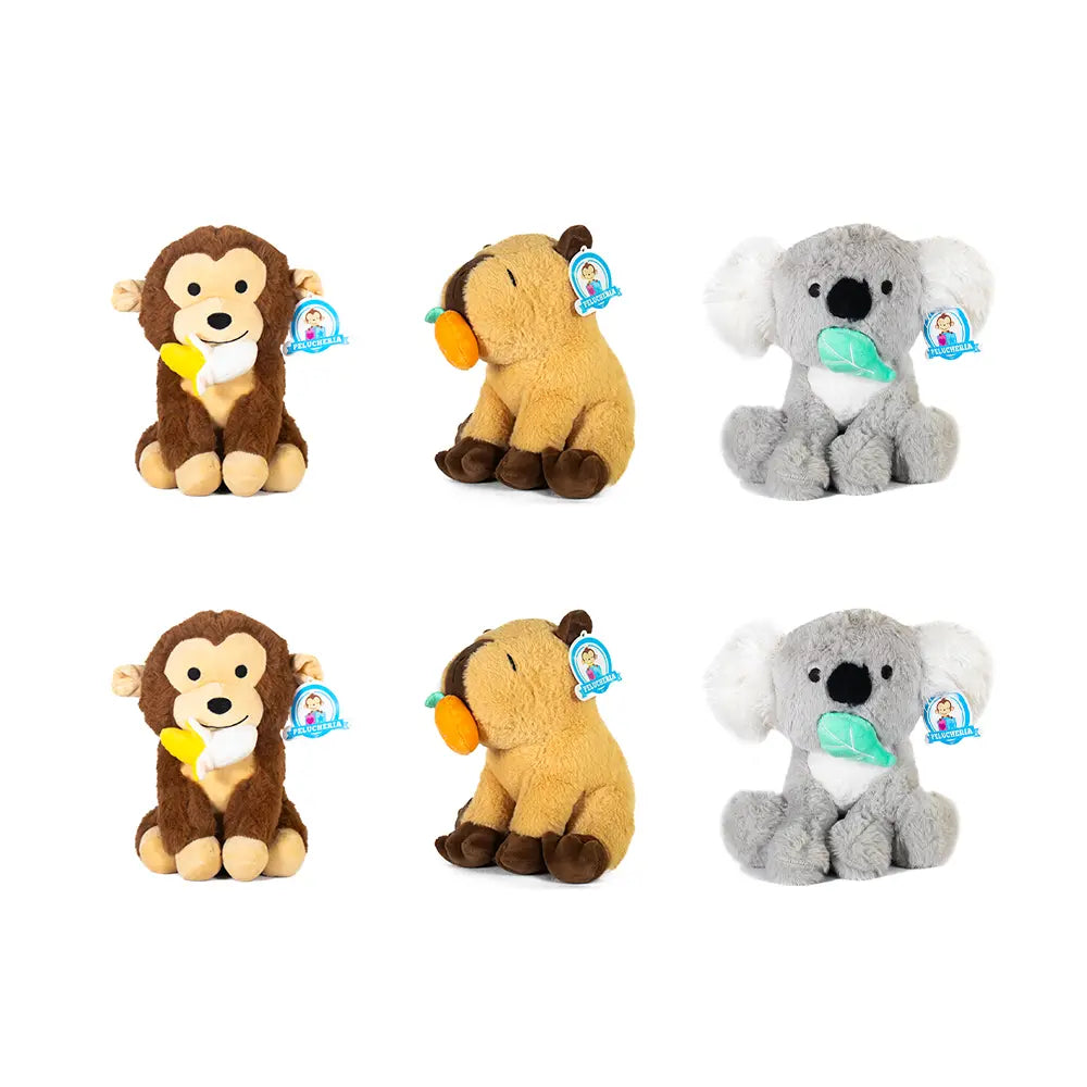 Set de 6 Piezas Animales de peluche Colección Antojitos 22 cm