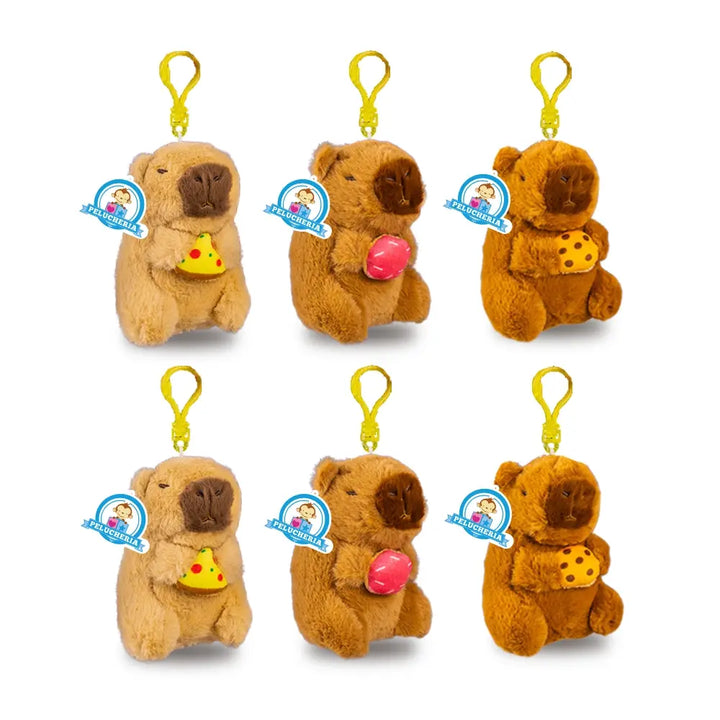 Set de 6 Piezas Llavero de peluche Capibara 10 cm