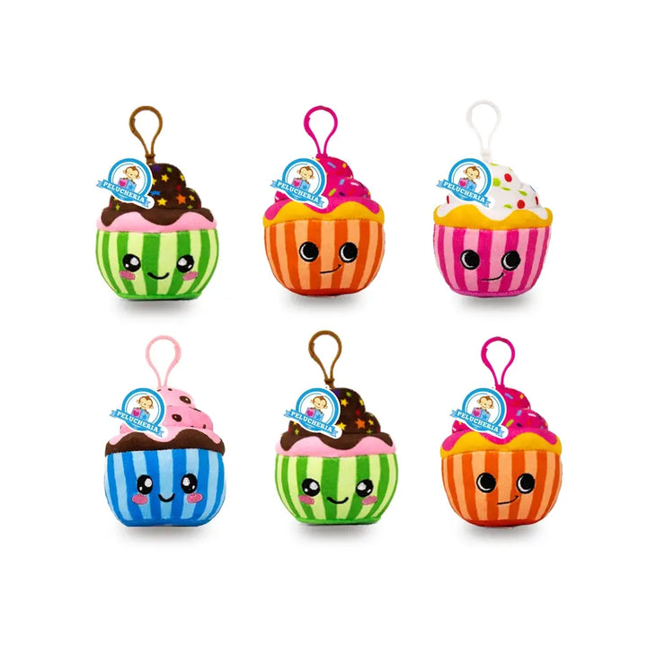 Set de 6 Piezas Llavero de peluche Cupcake  10 cm