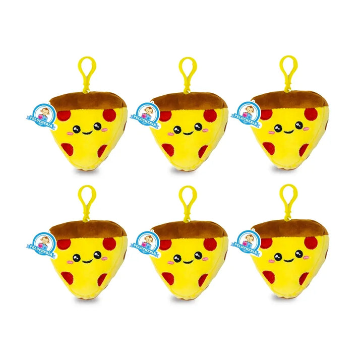Set de 6 Piezas Llavero de peluche Pizza 10 cm