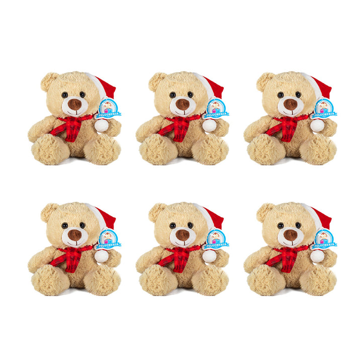 Set 6 Piezas Oso de peluche Teo Navideño 25 cm