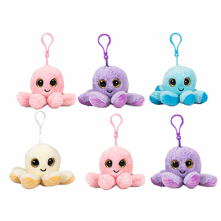 Set de 6 Piezas Llavero Pulpo de peluche 7 cm