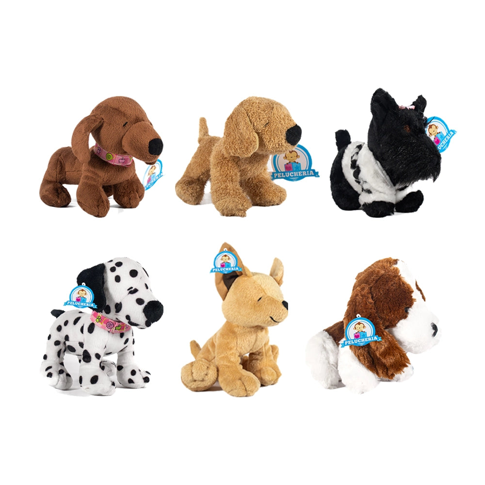 Set de 6 piezas Perros Perritos de peluche 18 cm