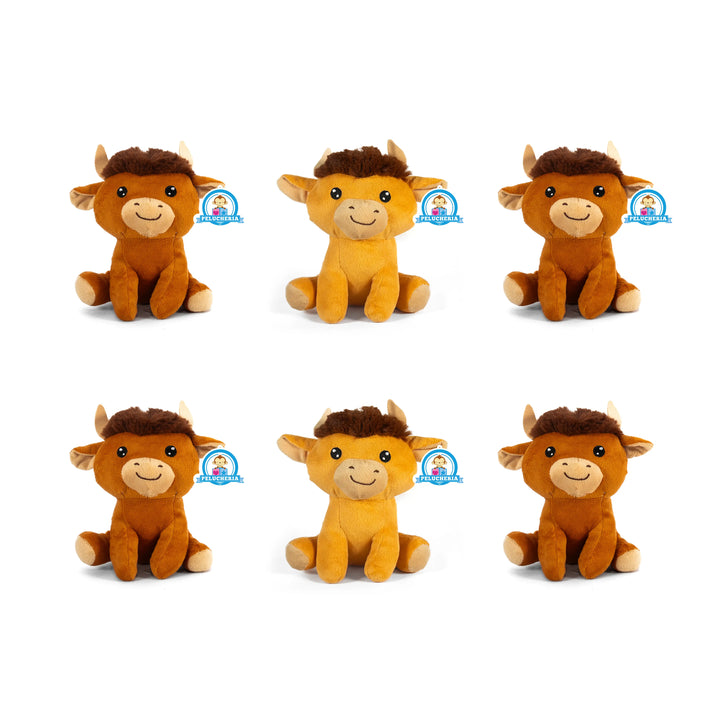 Set de 6 Piezas Toro de peluche Taurito 18 cm