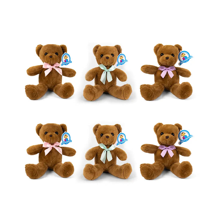 Set de 6 piezas Oso de peluche clásico café de 35 cm