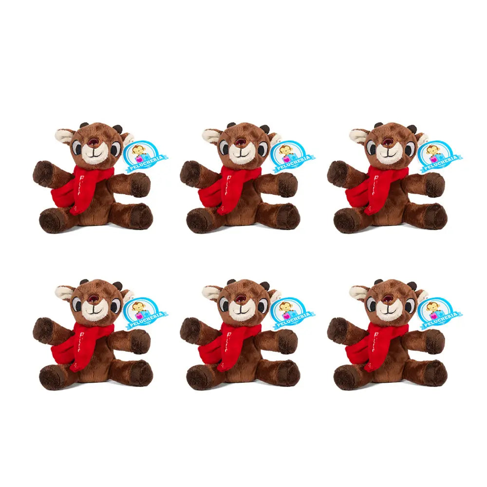 Set de 6 piezas Reno de peluche Rudolph Navidad 16 cm