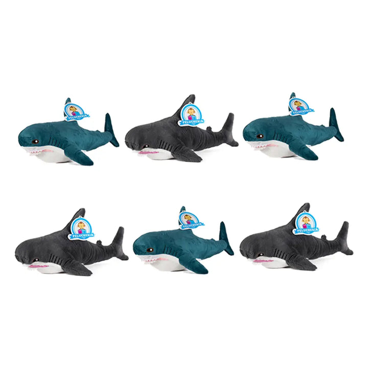 Tiburones de peluche en color azul y gris, miniatura para maquinas caza muñecos. Peluches economicos