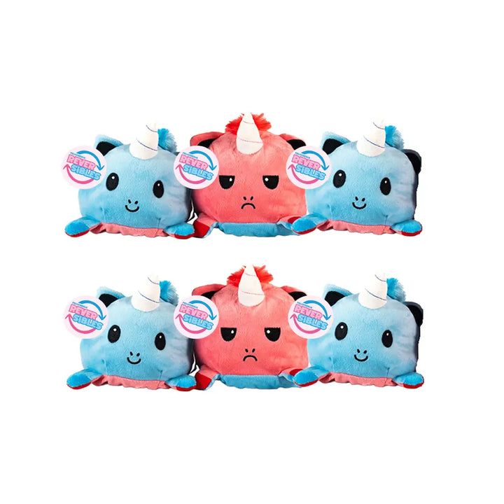 Set de 6 piezas unicornio de peluche reversible 20 cm
