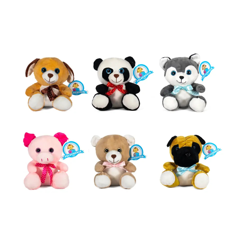 Set de 6 Piezas Animales de peluche Glitters 18 cm