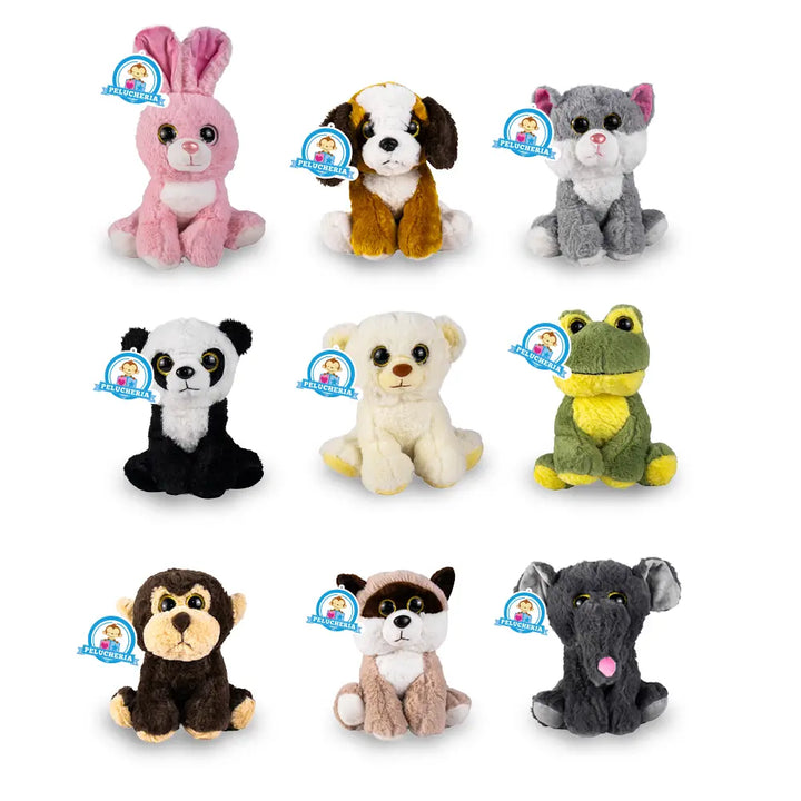 Set de 9 piezas Zoológico de peluche animales de 25 cm