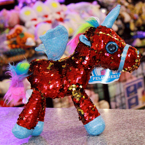 unicornio lentejuela de peluche Y589-7